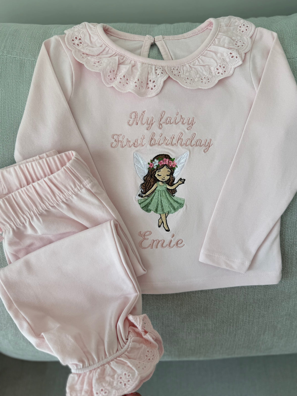 Personalised cotton frill pyjamas