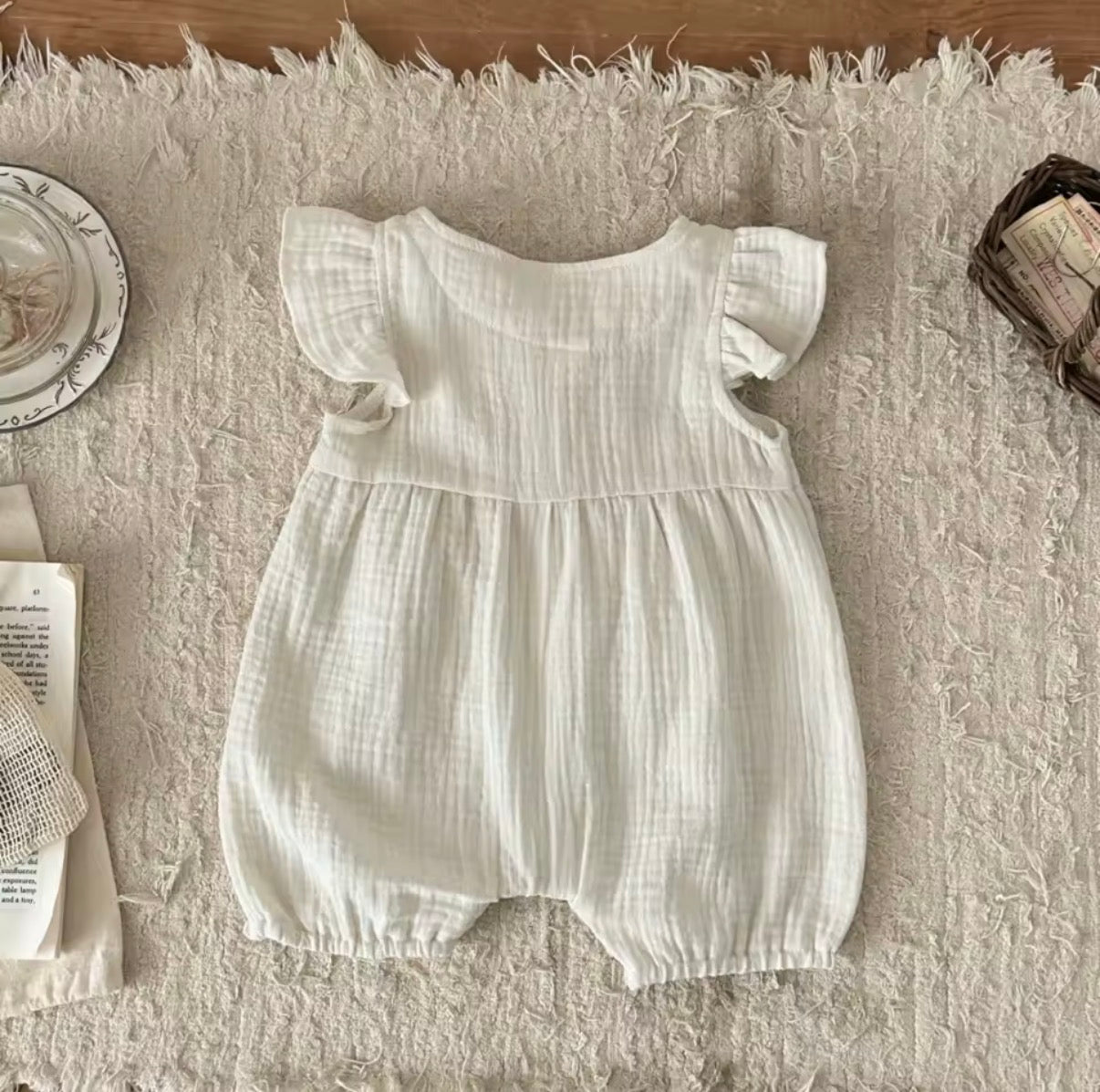 Cream cotton baby romper