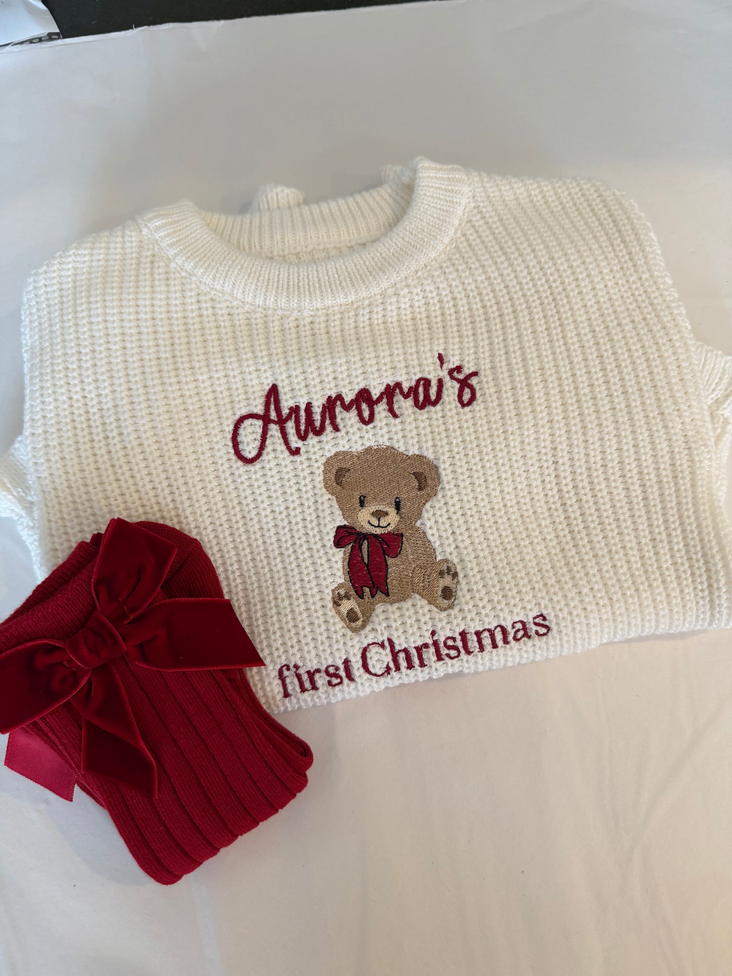 Personalised knitted frill romper