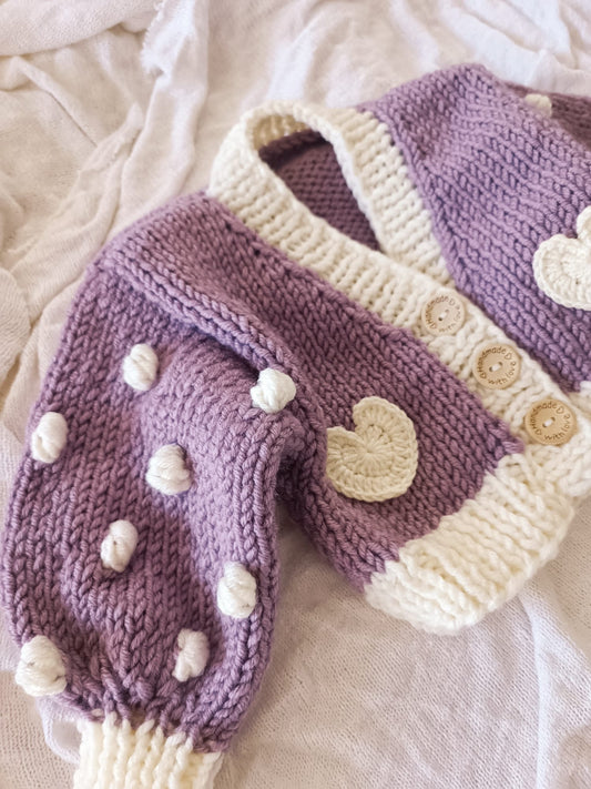 Handmade Purple heart cardigan - (PREORDER)