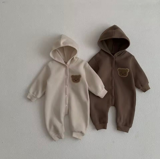 Bear fleece pramsuit