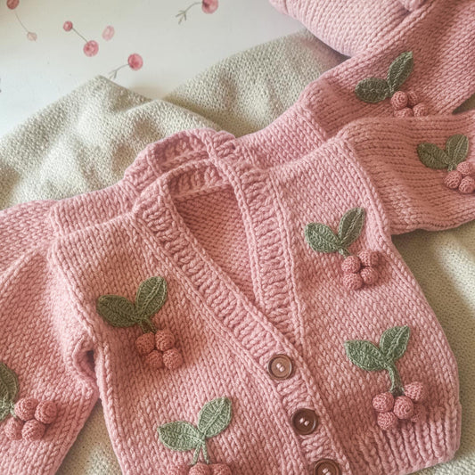 Handmade cherry cardigan - In stock
