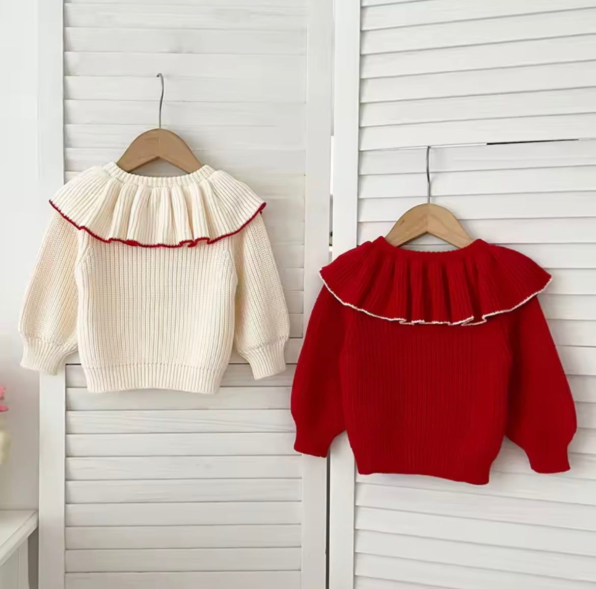 Frill neck knitted cardigan - 3 colours