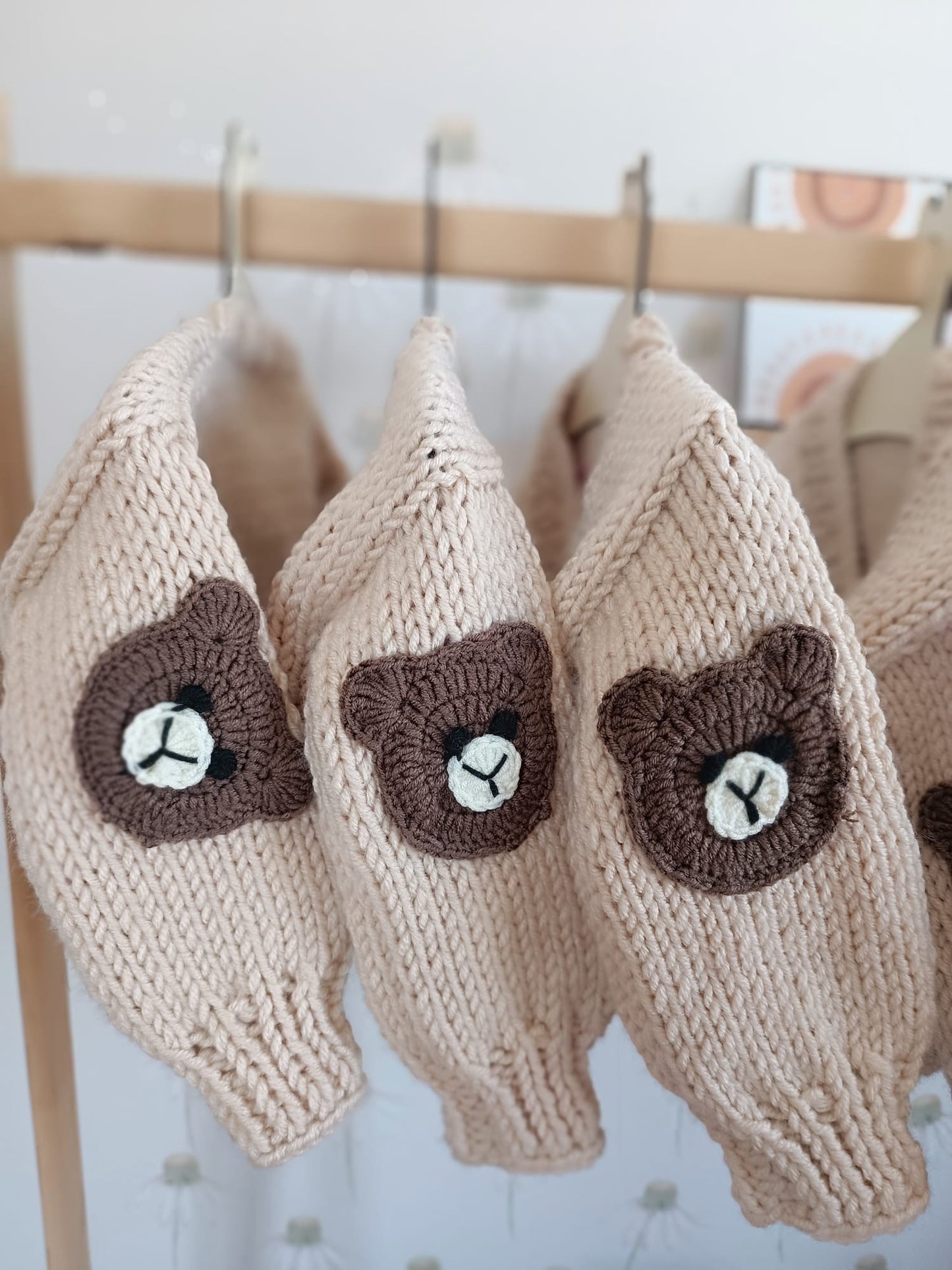 Handmade brown bear cream cardigan (PREORDER)