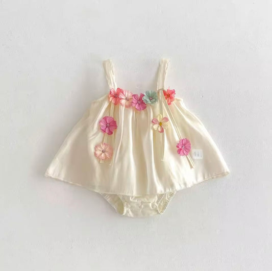 The cream flower dress