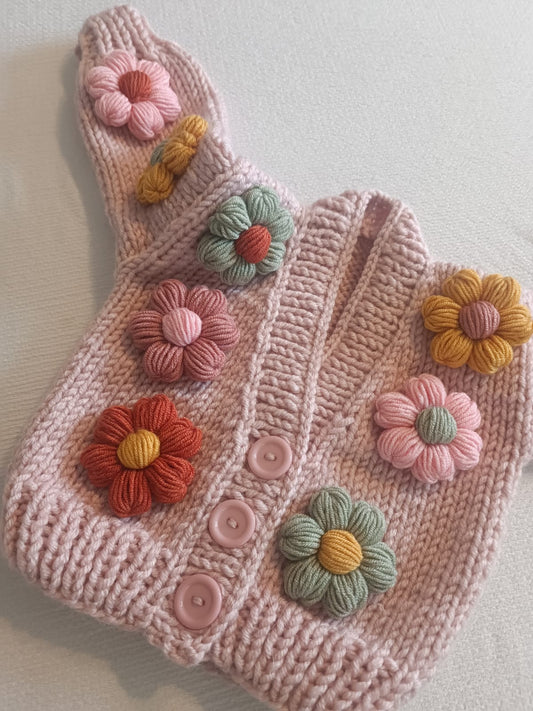 Handmade multi colour flower cardigan (PREORDER)