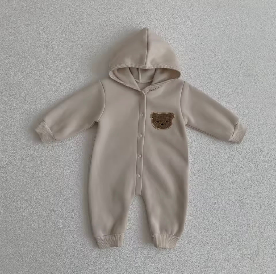 Bear fleece pramsuit