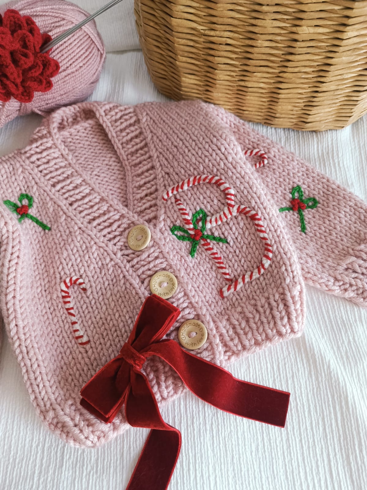 Handmade Candy cane cardigan - PREORDER