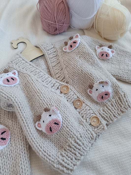 Handmade cow design cardigan (PREORDER)