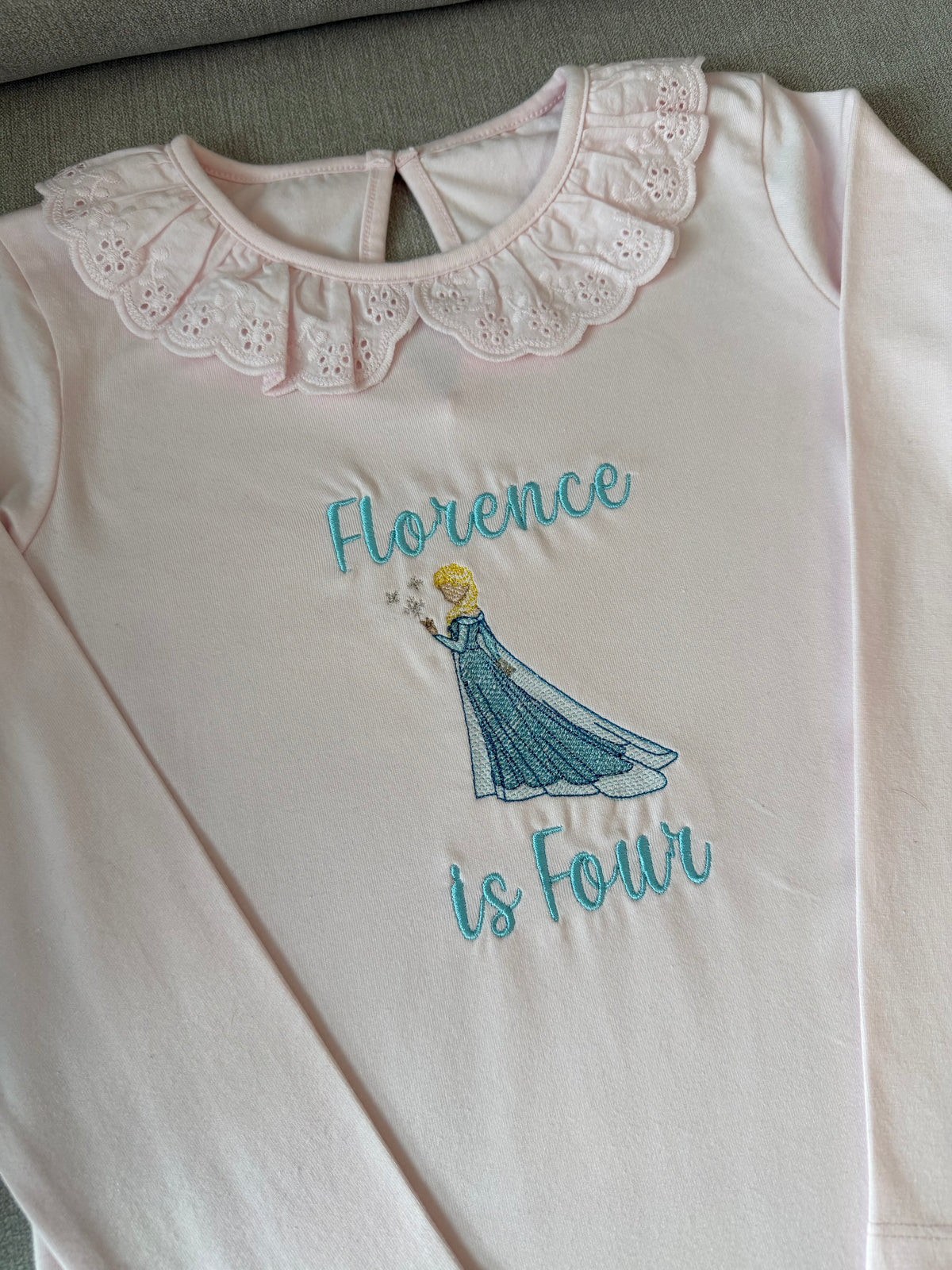 Personalised cotton frill pyjamas
