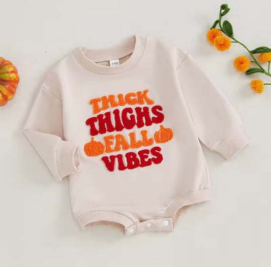 Thick thighs fall vibes romper - In stock