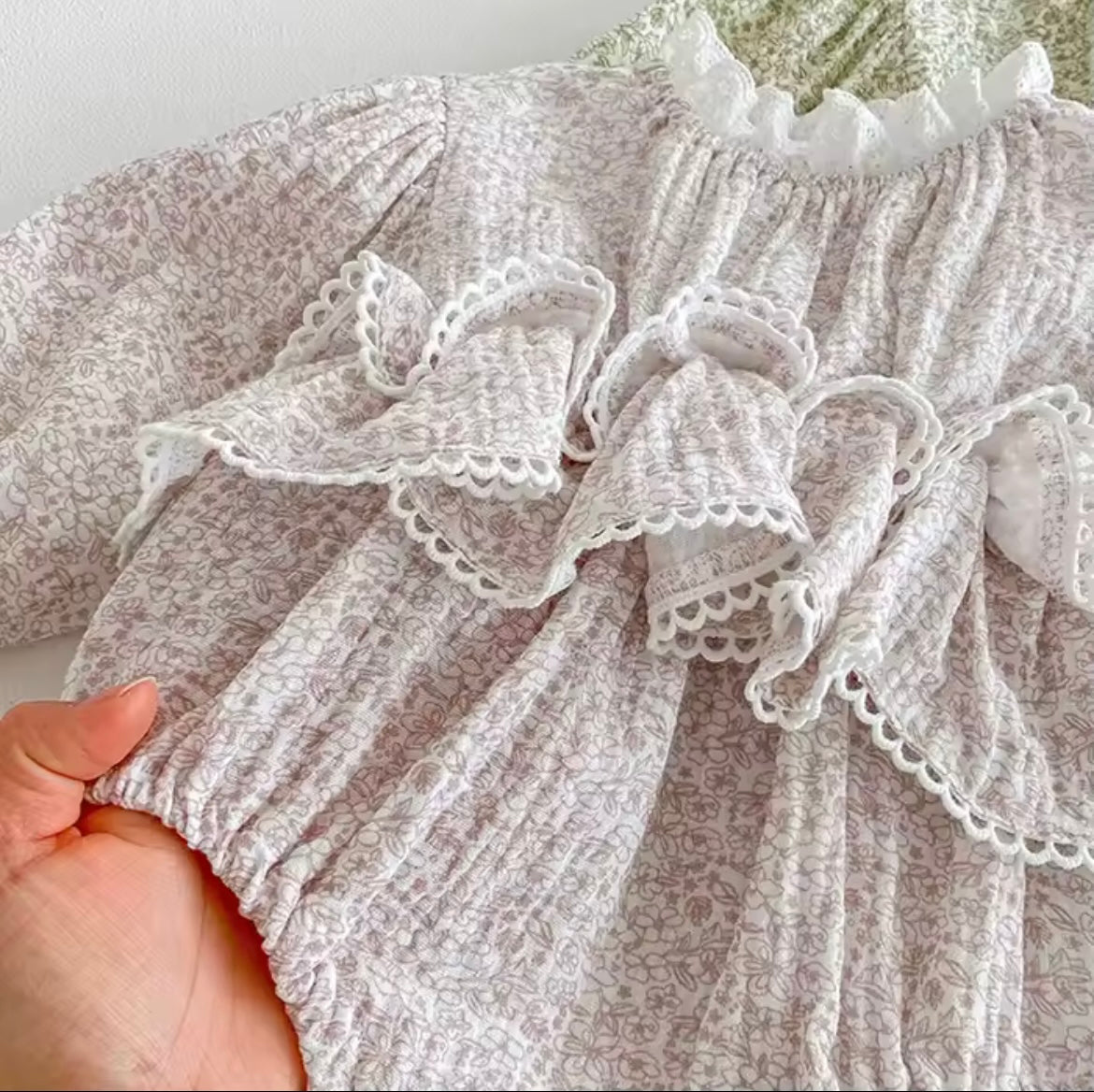Pink floral frill romper