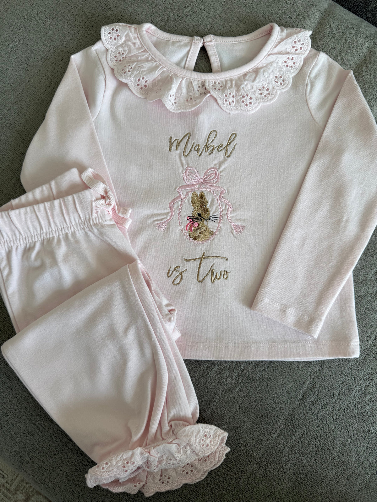Personalised cotton frill pyjamas