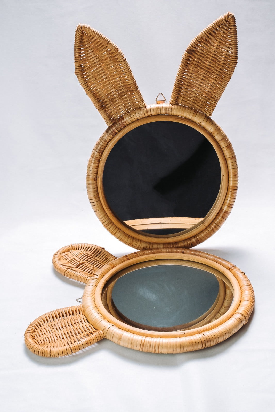 Rattan bunny mirror