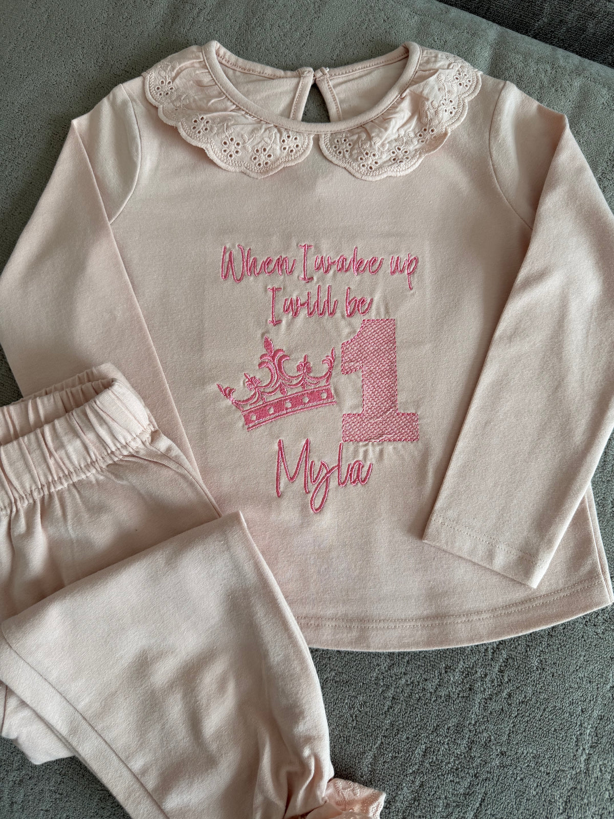 Personalised cotton frill pyjamas