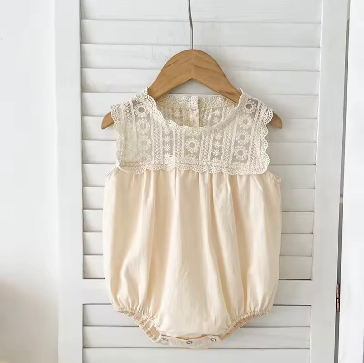 Crochet detail cotton romper