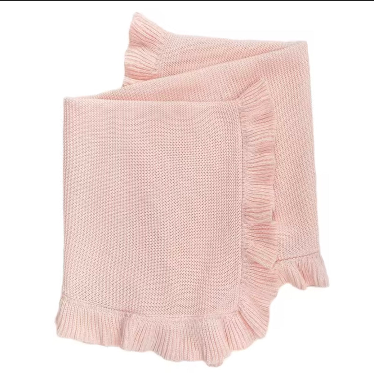 Personalised knitted frill blanket