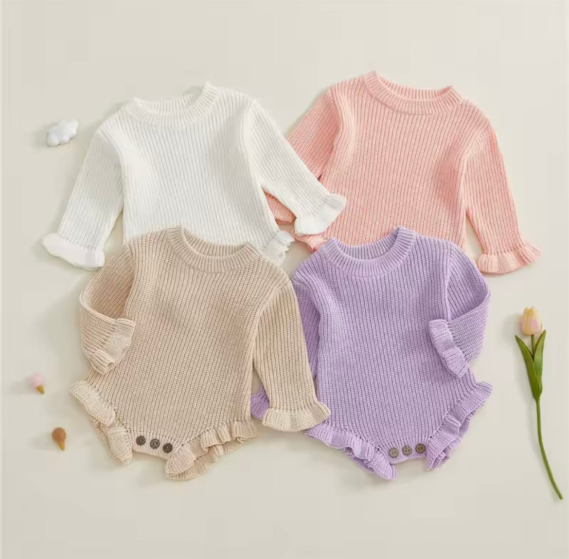 Personalised knitted frill Christmas romper
