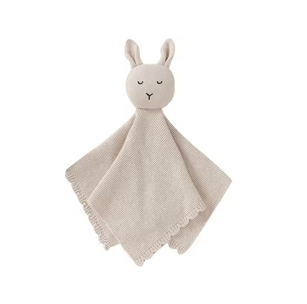 Personalised knitted bunny comforter