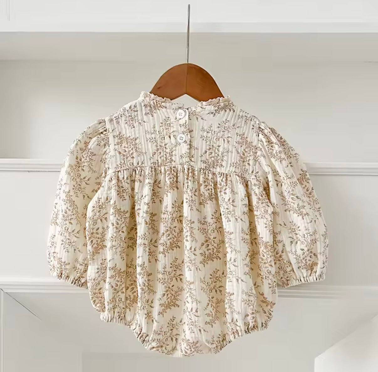 Beige Floral romper - long sleeved