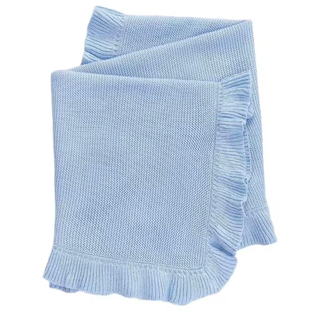 Personalised knitted frill blanket