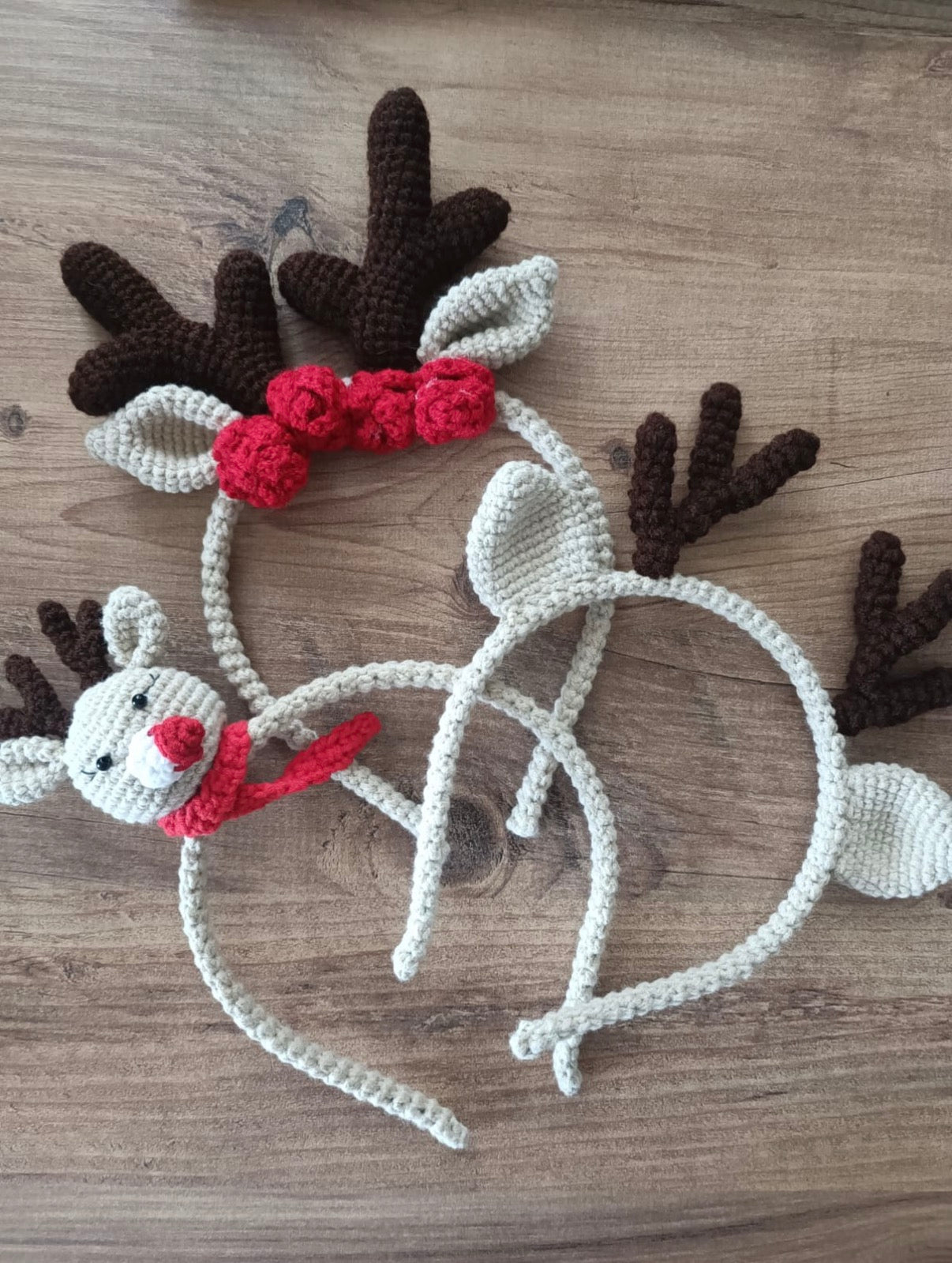 Handmade knitted Reindeer headbands ( In stock )