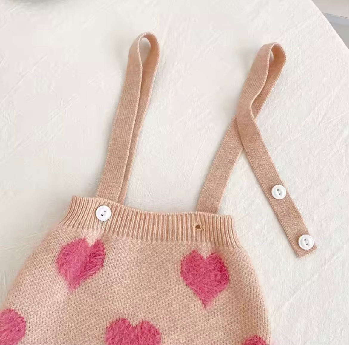 Pink Hearts romper and cardigan set