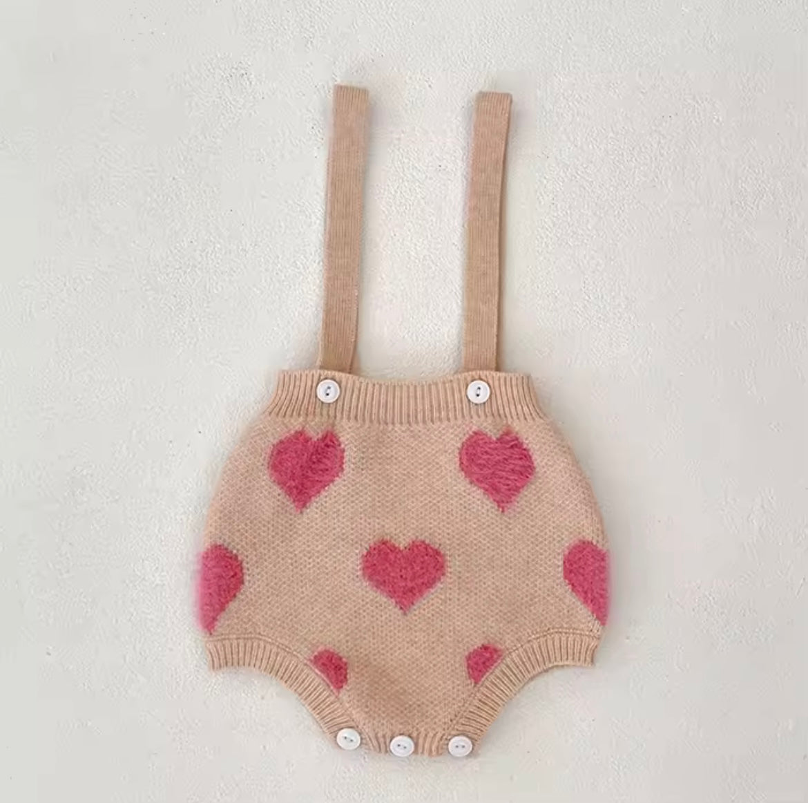 Pink Hearts romper and cardigan set