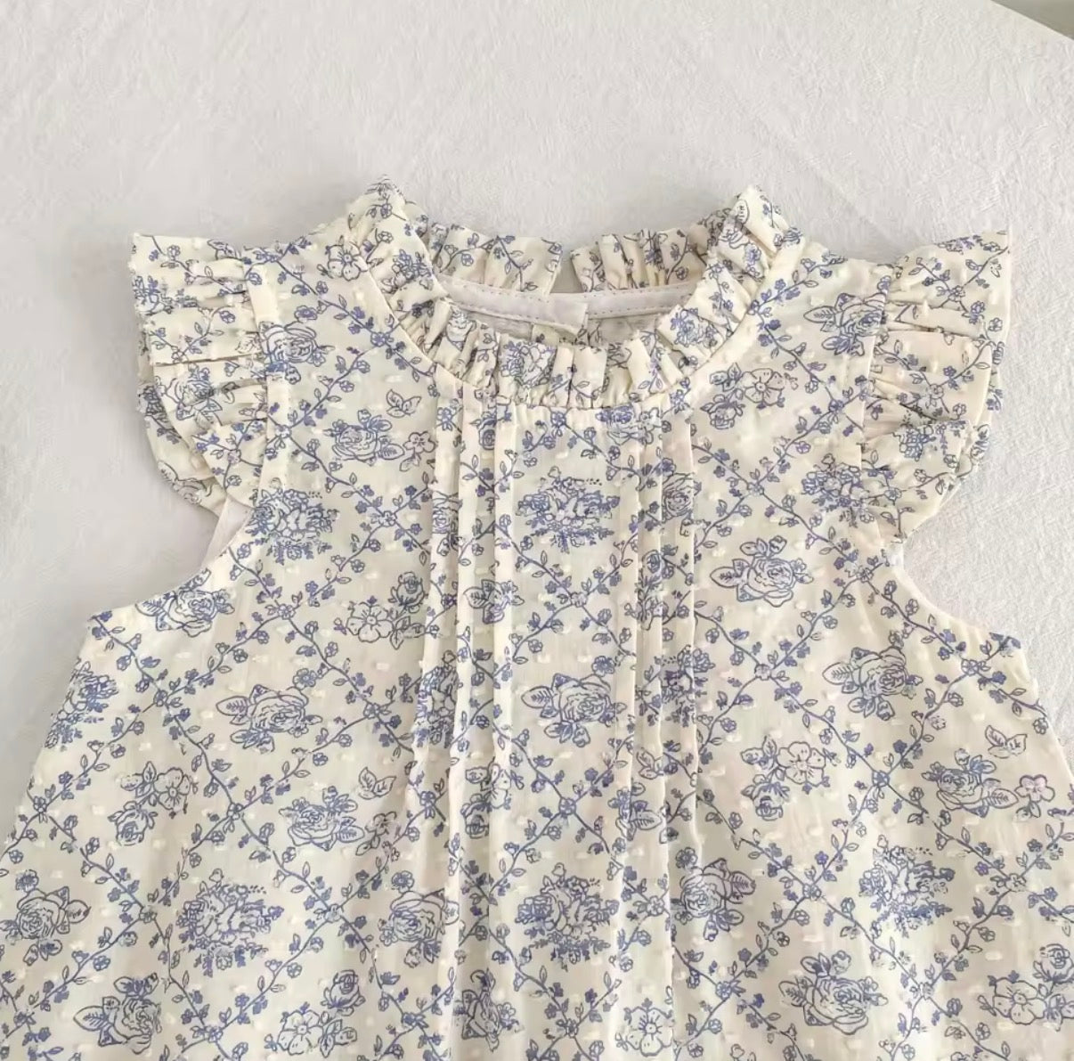 Blue high neck dot cotton dress