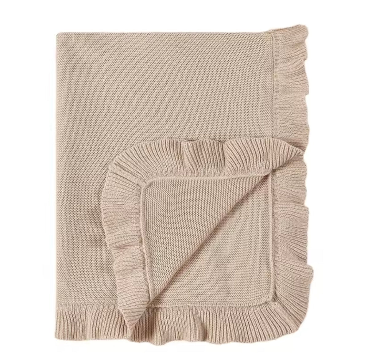 Personalised knitted frill blanket