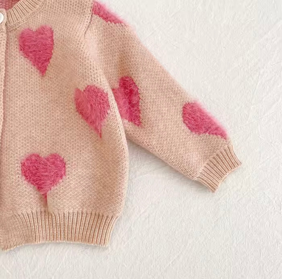 Pink Hearts romper and cardigan set