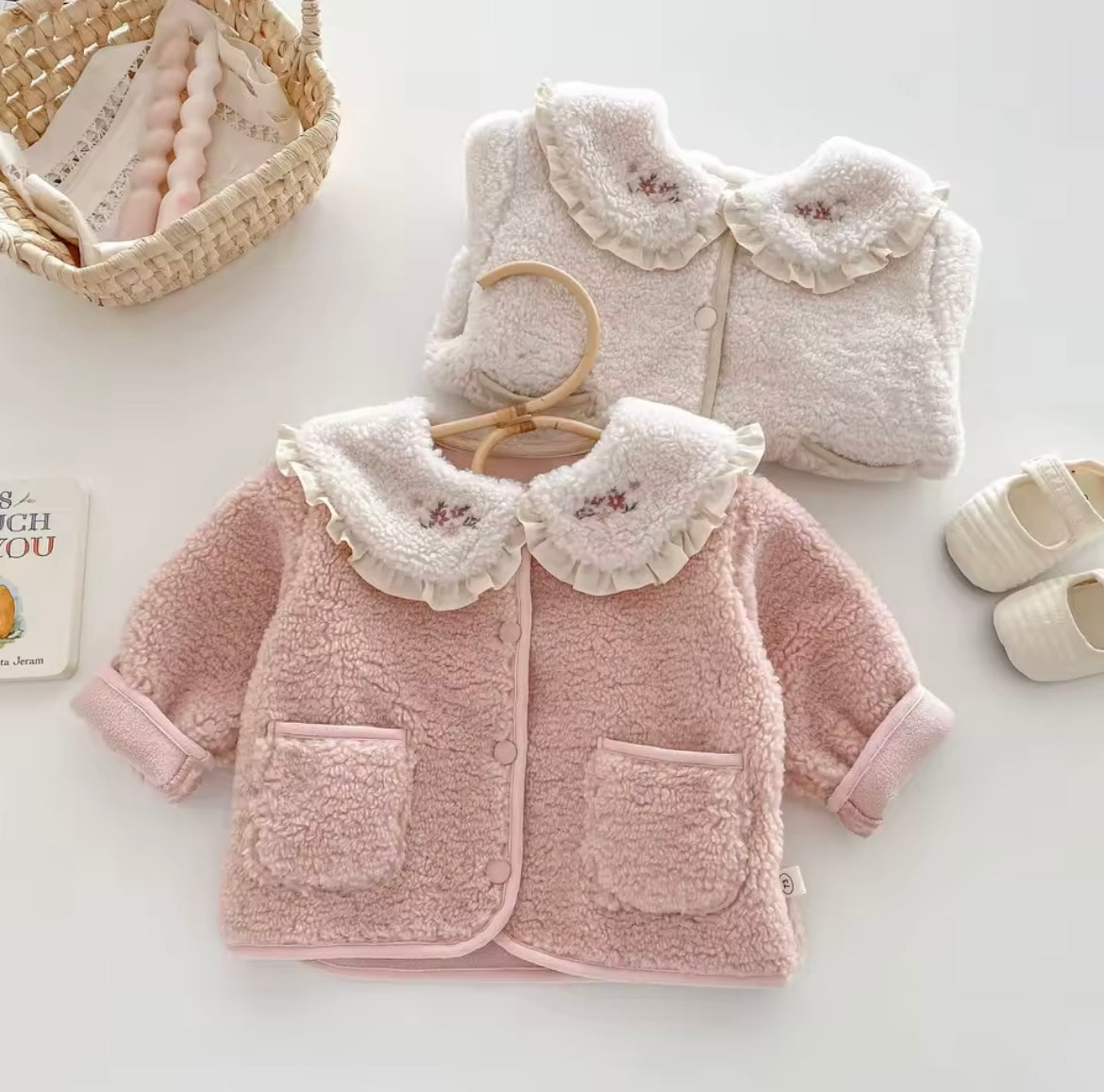 Fleece frill collar coat