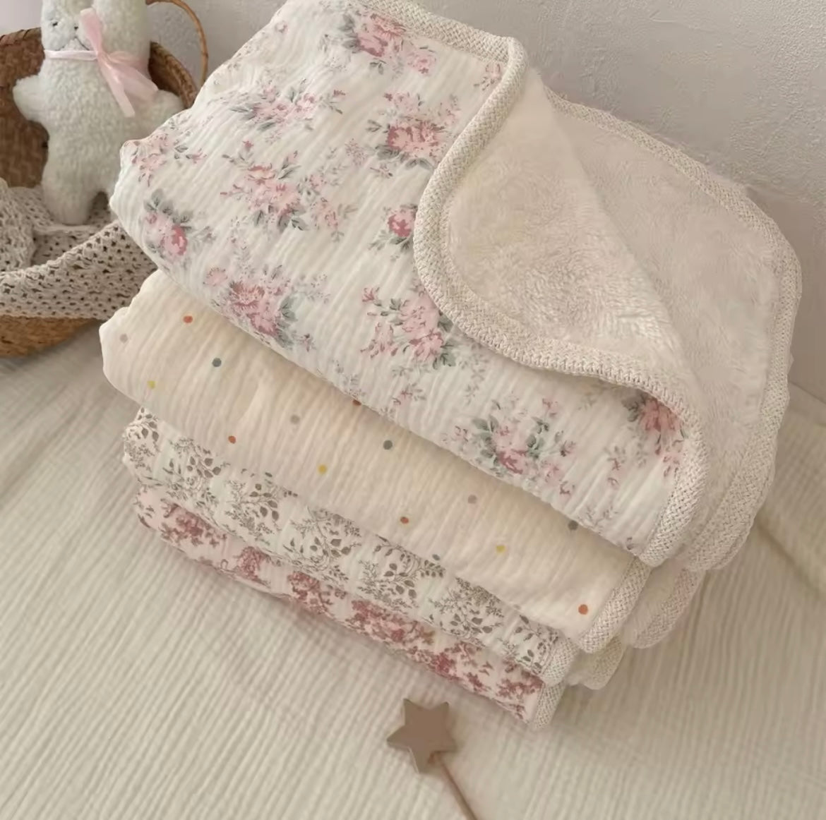 Personalised luxurious fleece muslin blanket