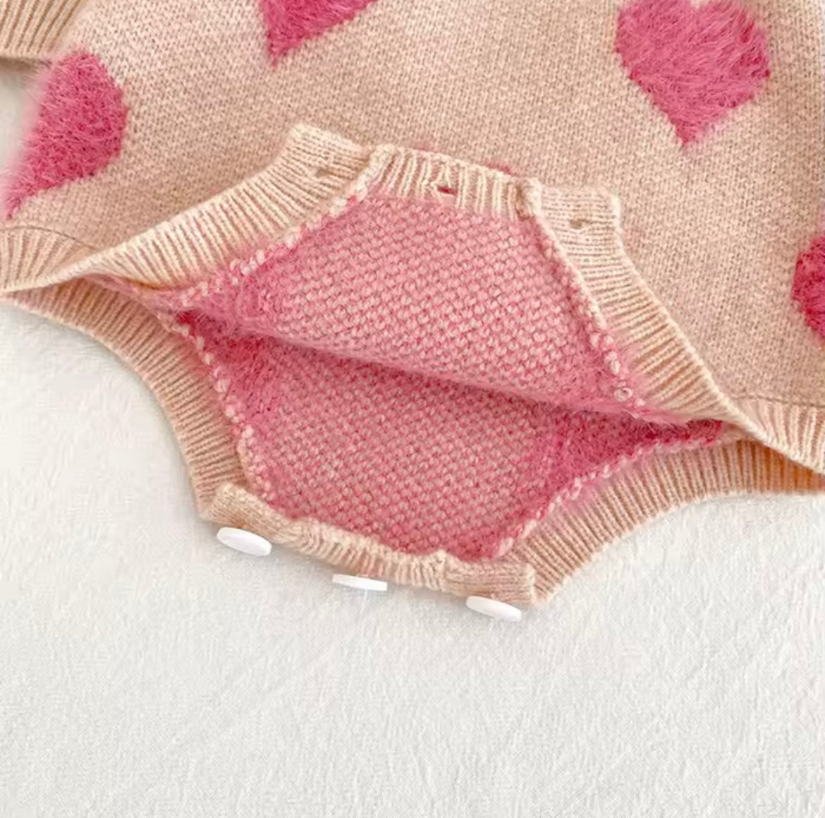 Pink Hearts romper and cardigan set