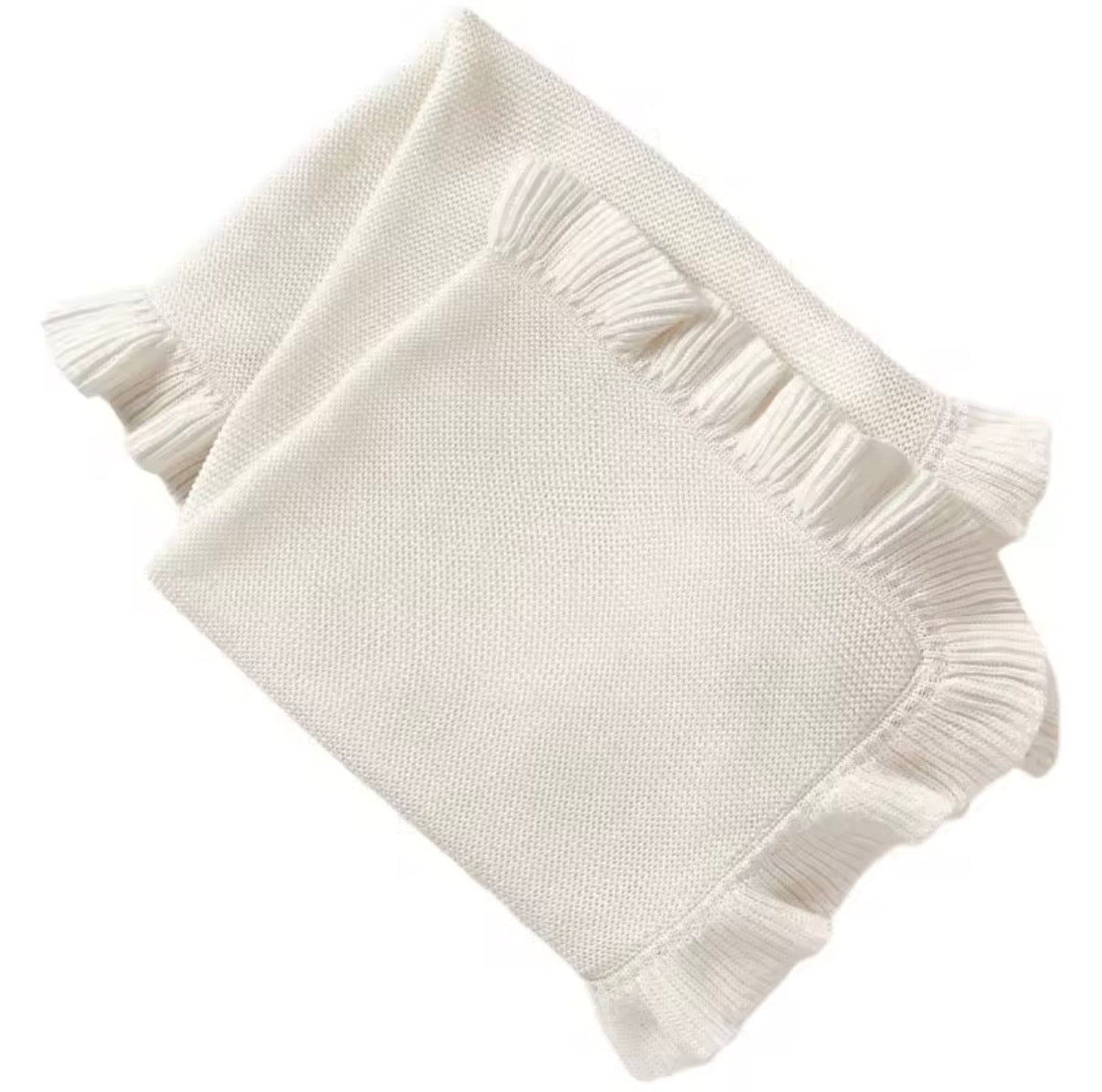 Personalised knitted frill blanket