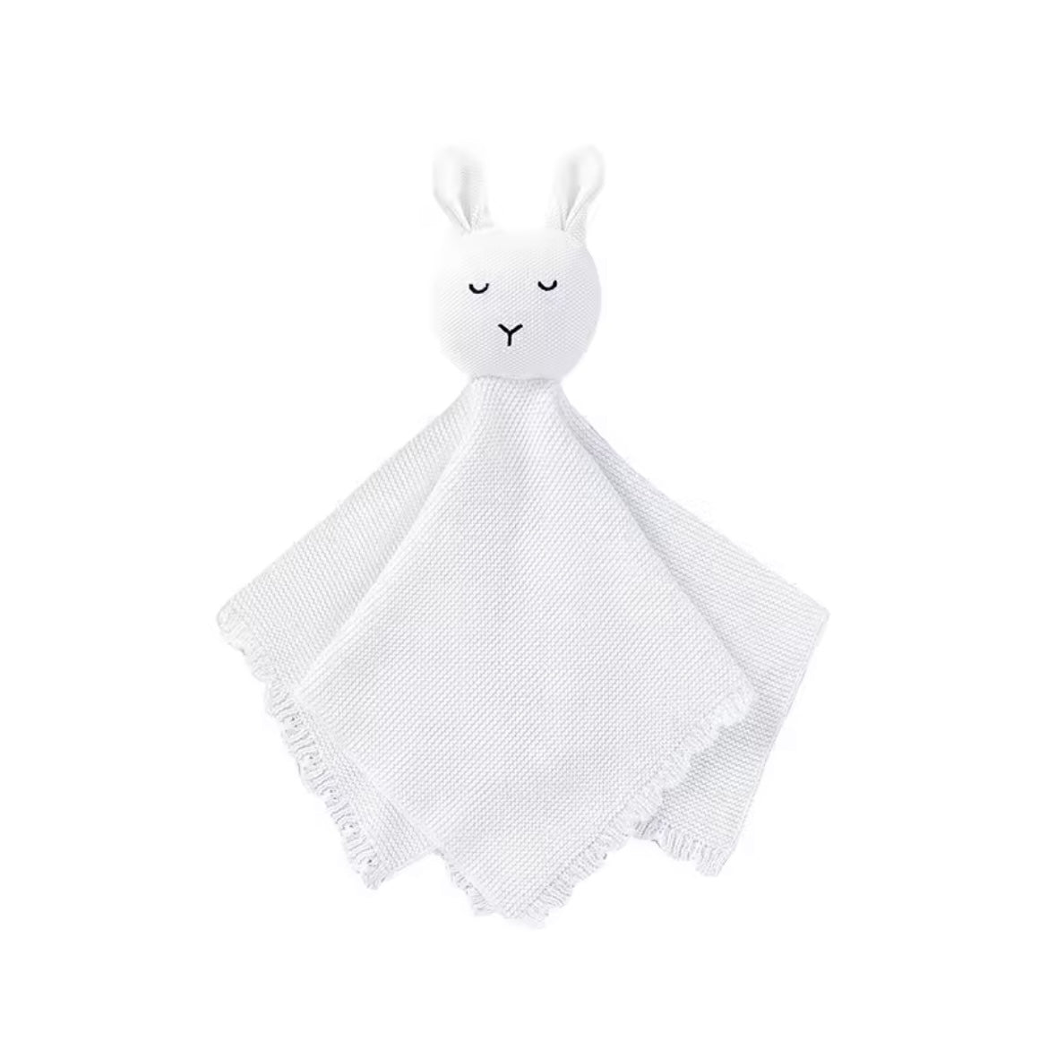 Personalised knitted bunny comforter