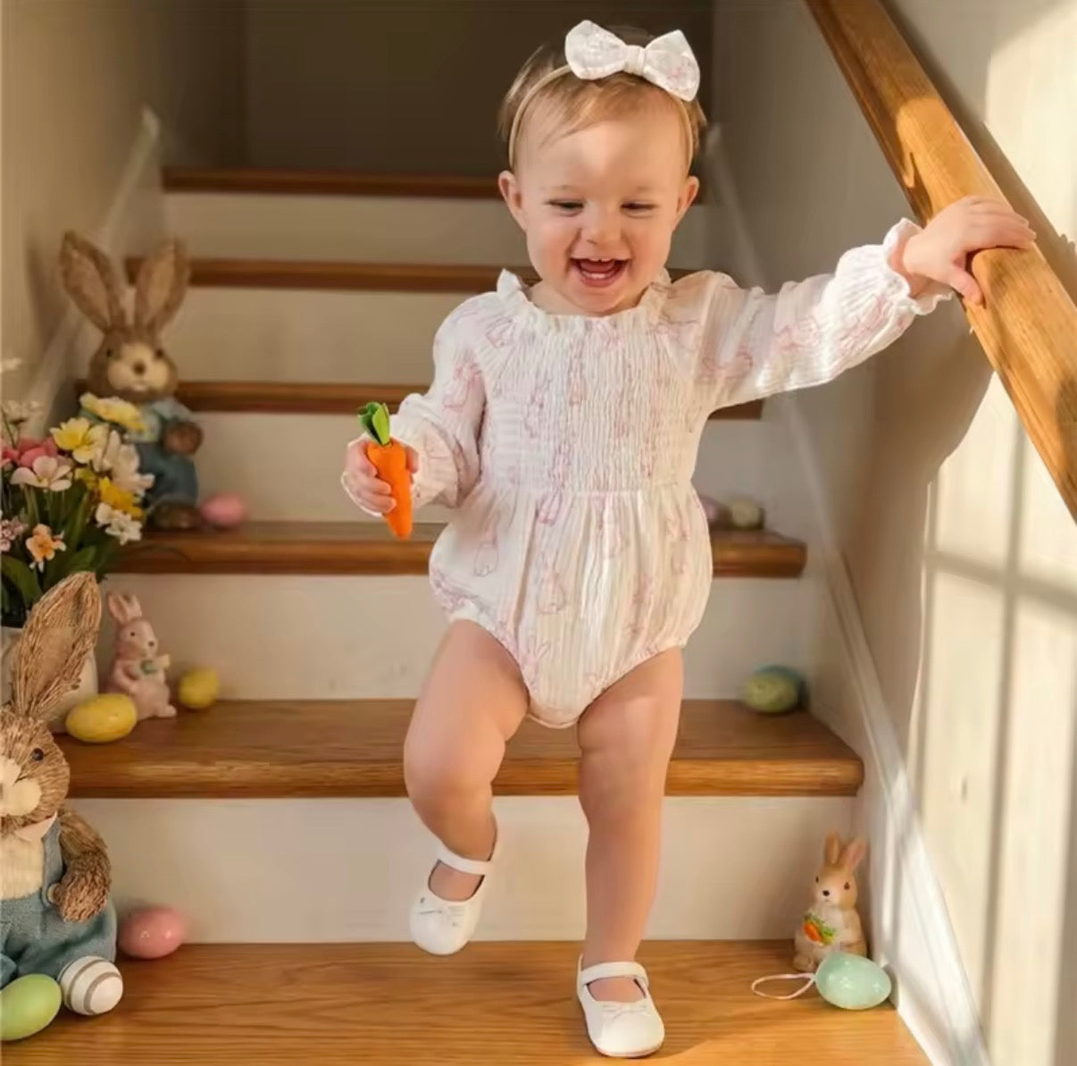 White bunny romper and headband