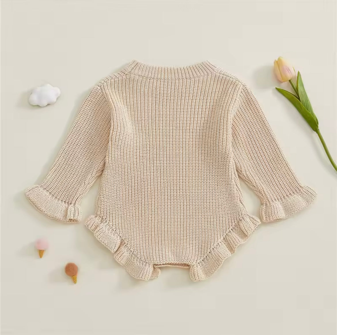 Personalised knitted frill Christmas romper