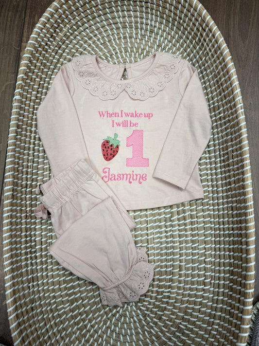 Personalised cotton frill pyjamas