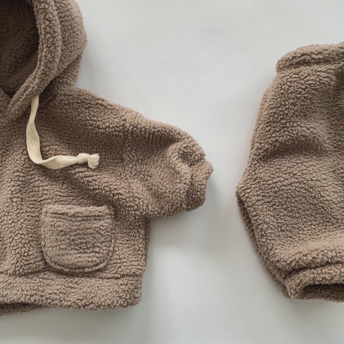 Beige fluffy tracksuit