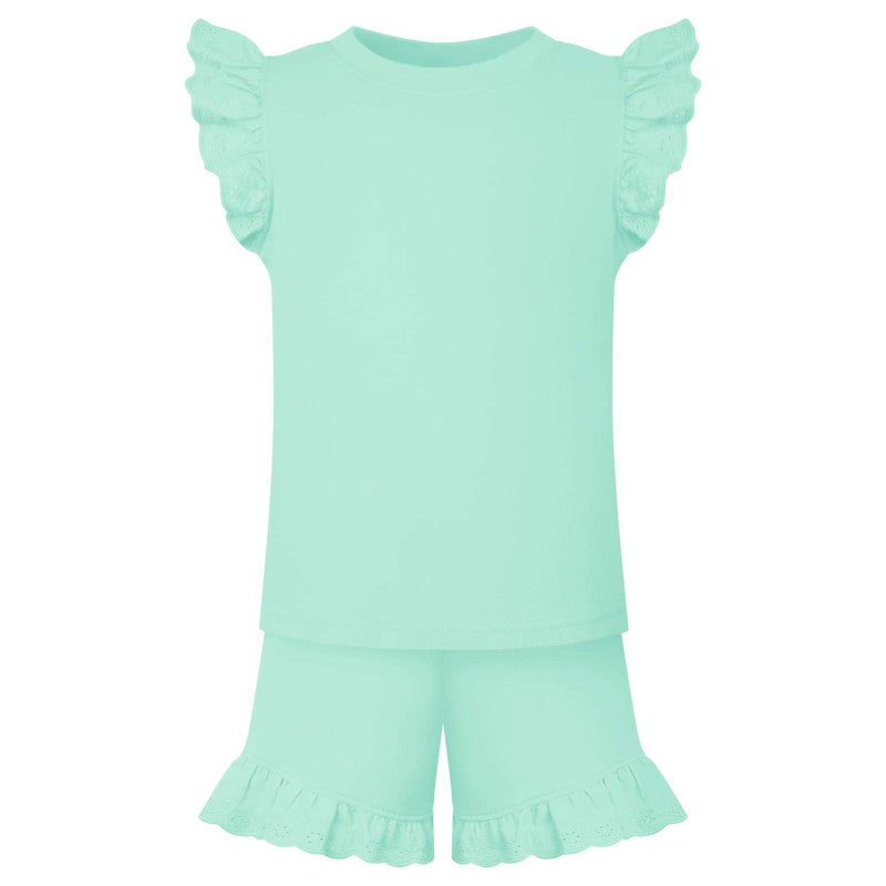Embroider anglais shorts set