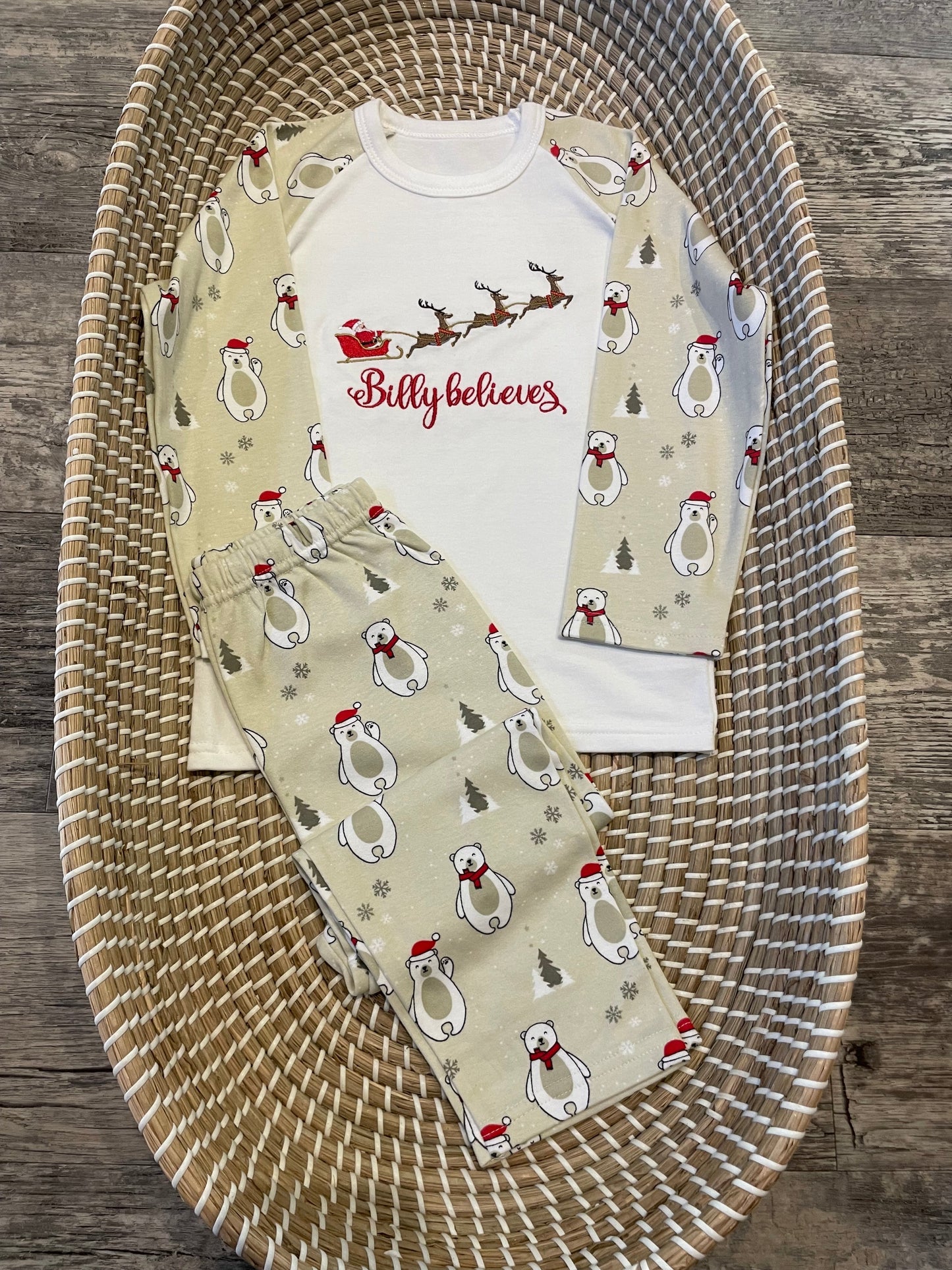 Personalised Christmas brushed cotton check pyjamas
