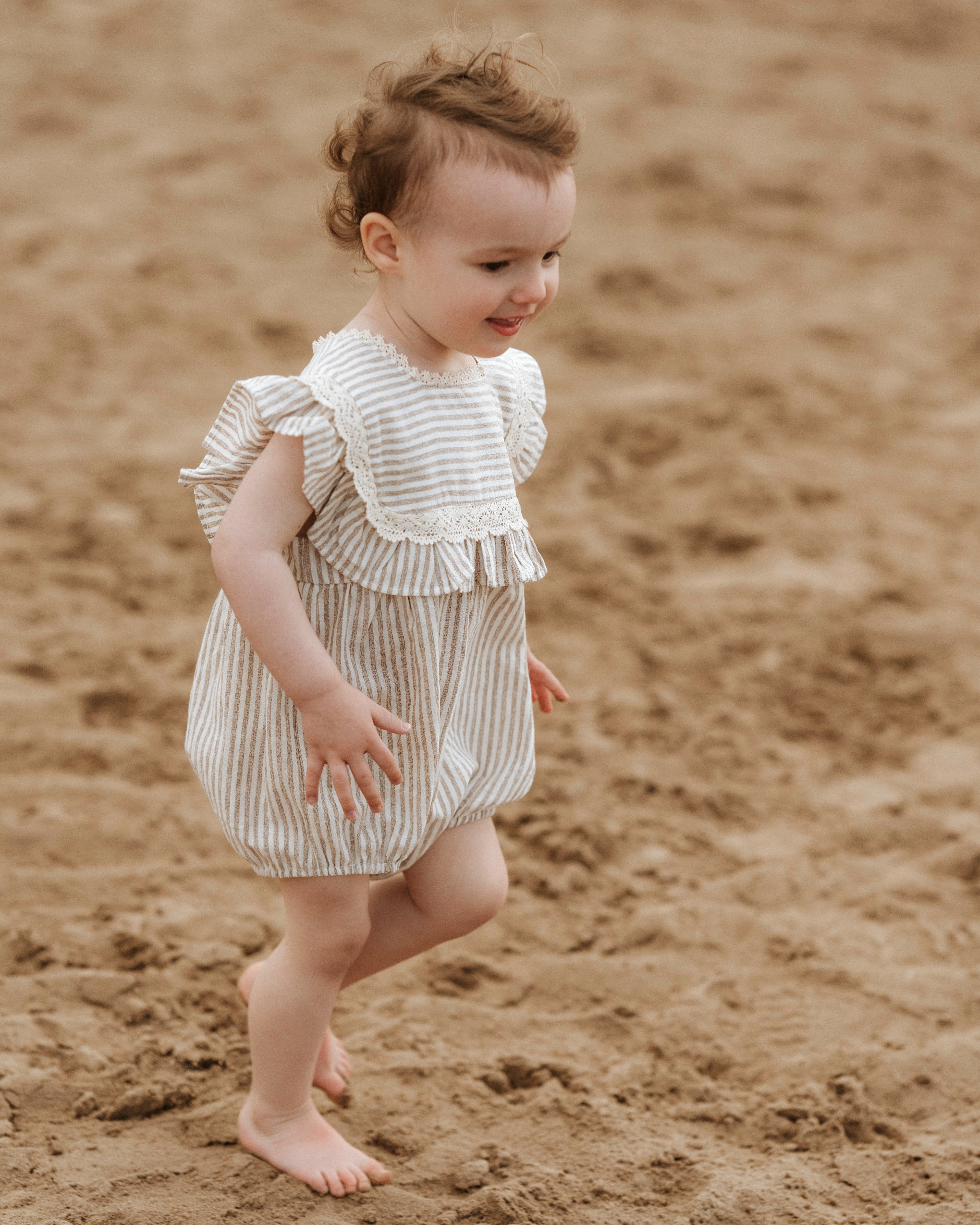 Cream Beige striped romper Matilda Rose baby wear
