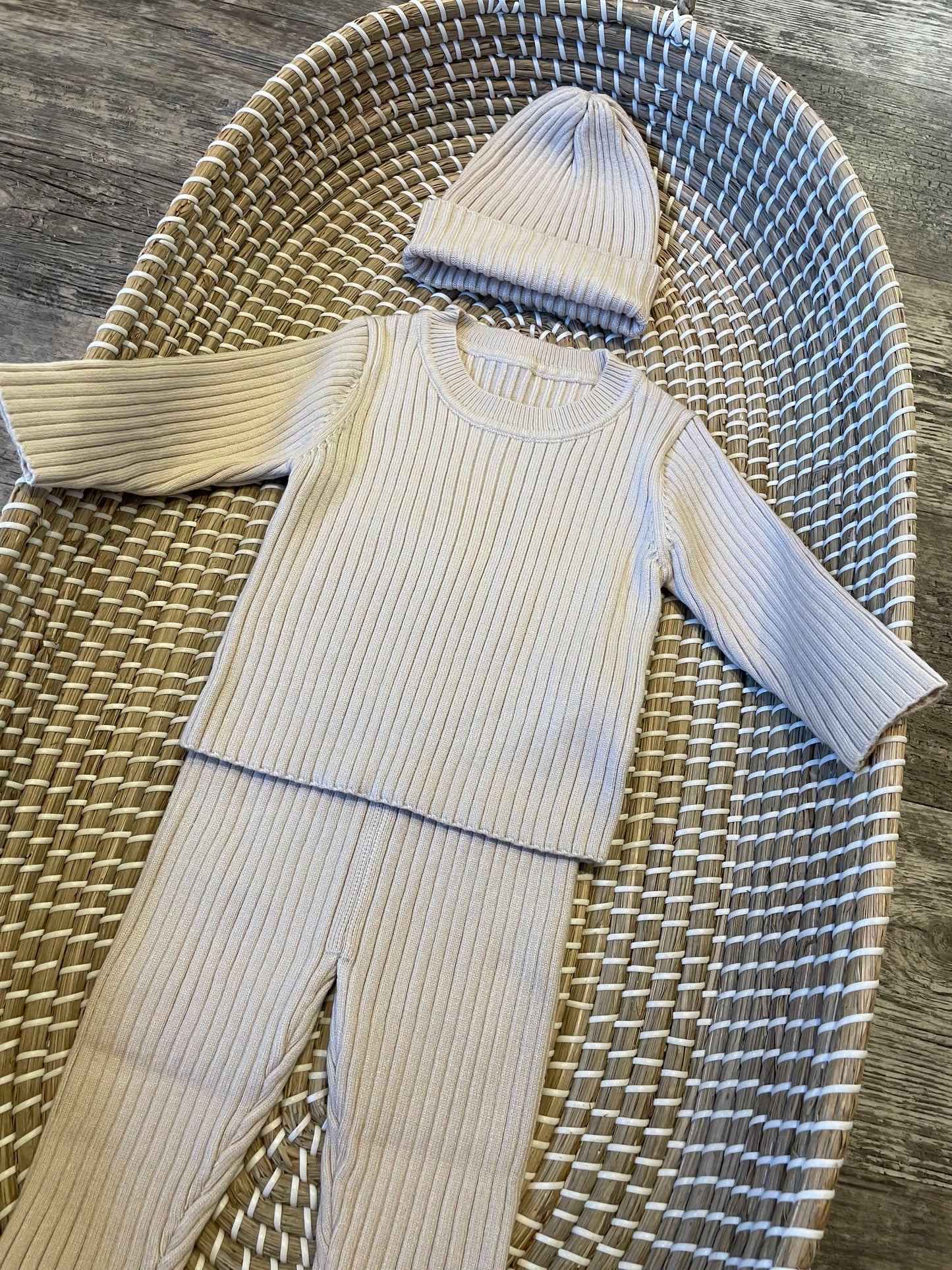 Ribbed 3pc set - light beige
