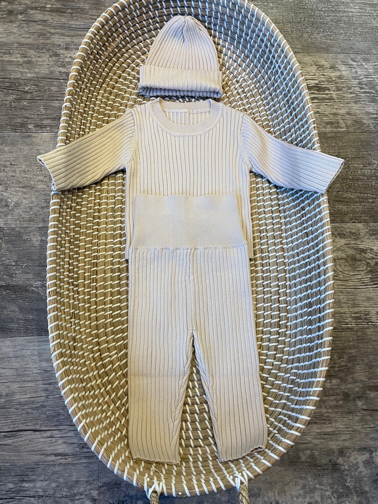 Ribbed 3pc set - light beige