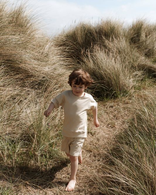 beige T-shirt and short sets