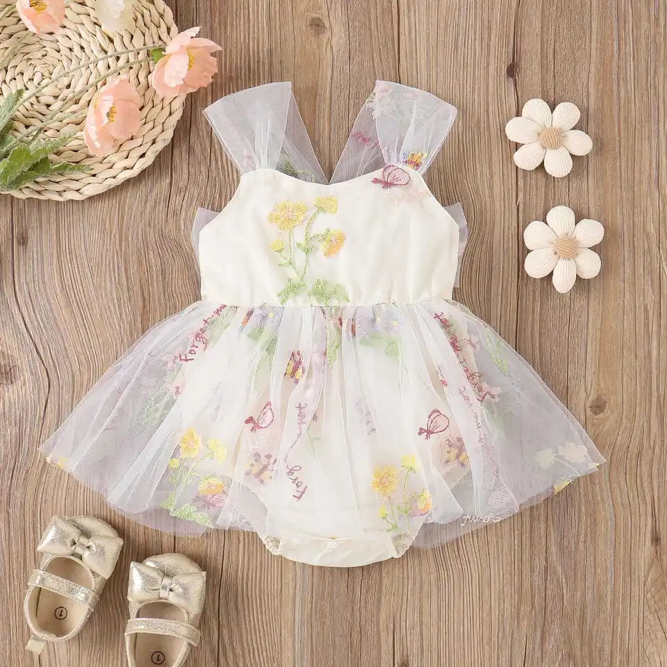 Forget me not romper - white