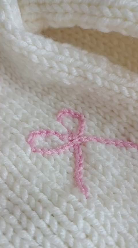 Handmade pink bow Christmas tree cardigan (PREORDER)
