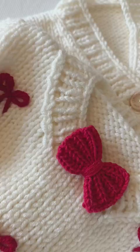 Handmade Christmas teddy and bow cardigan