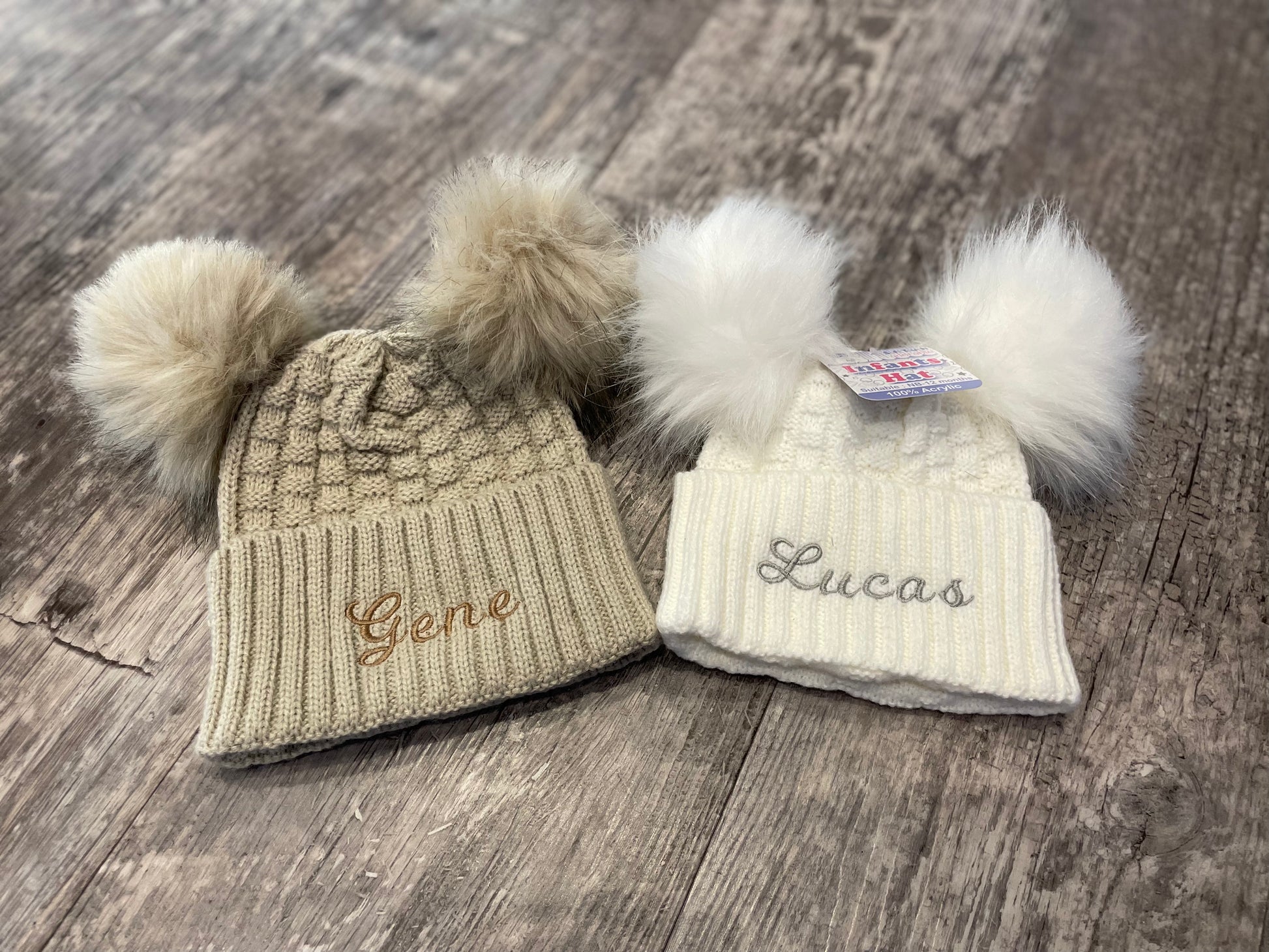 Personalised double pom pom sales hat